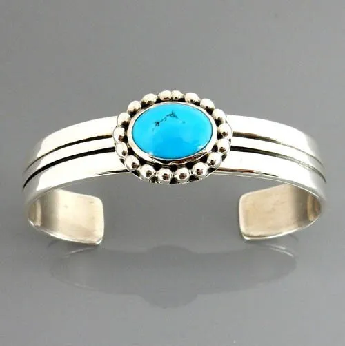 Beautiful Sleeping Beauty Turquoise Sterling Silver Cuff Bracelet