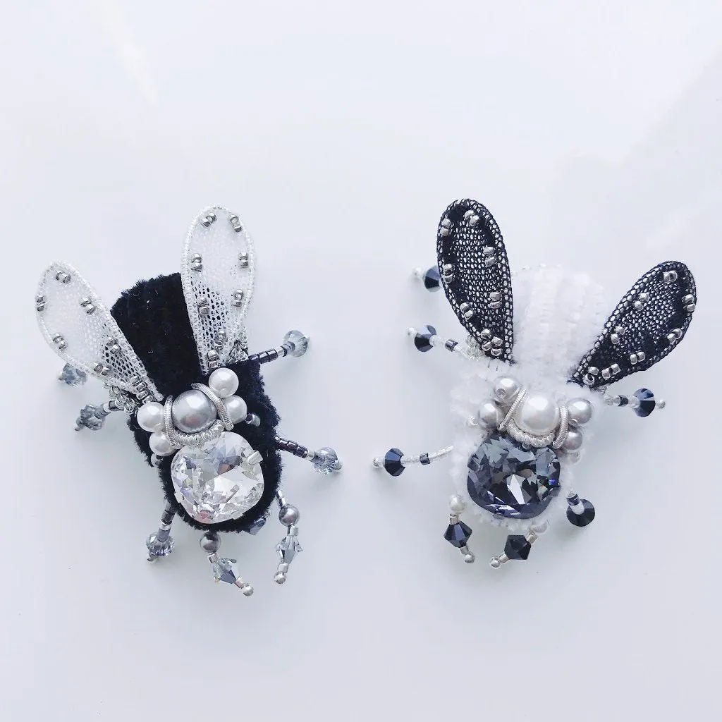 BEETLE.MANIA - Exclusive Handmade Bee Brooch, Black or White