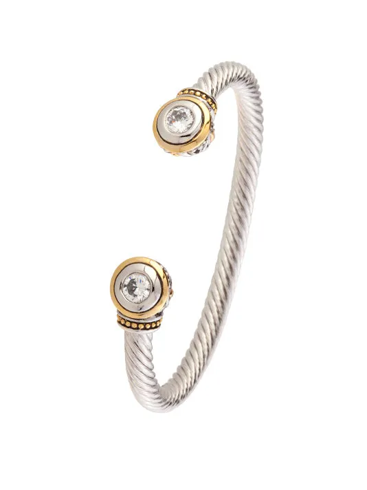 Beijos Two Stone Large Cuff Bracelet
