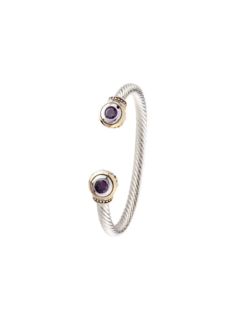 Beijos Two Stone Large Cuff Bracelet