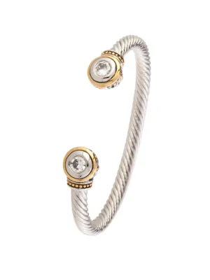 Beijos Two Stone Large Cuff Bracelet