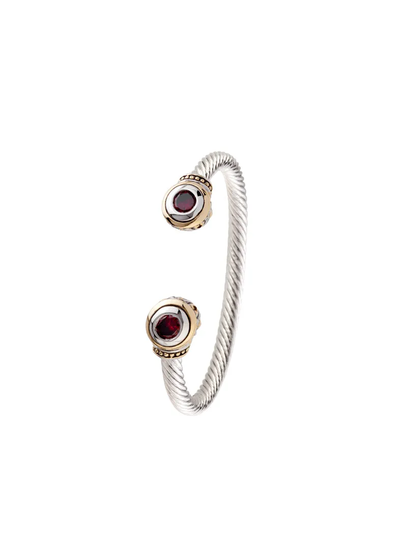 Beijos Two Stone Large Cuff Bracelet