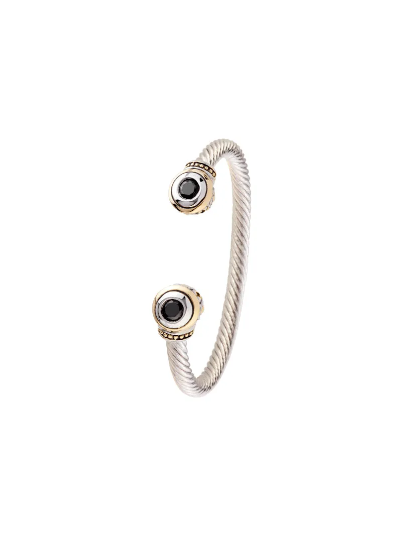 Beijos Two Stone Large Cuff Bracelet