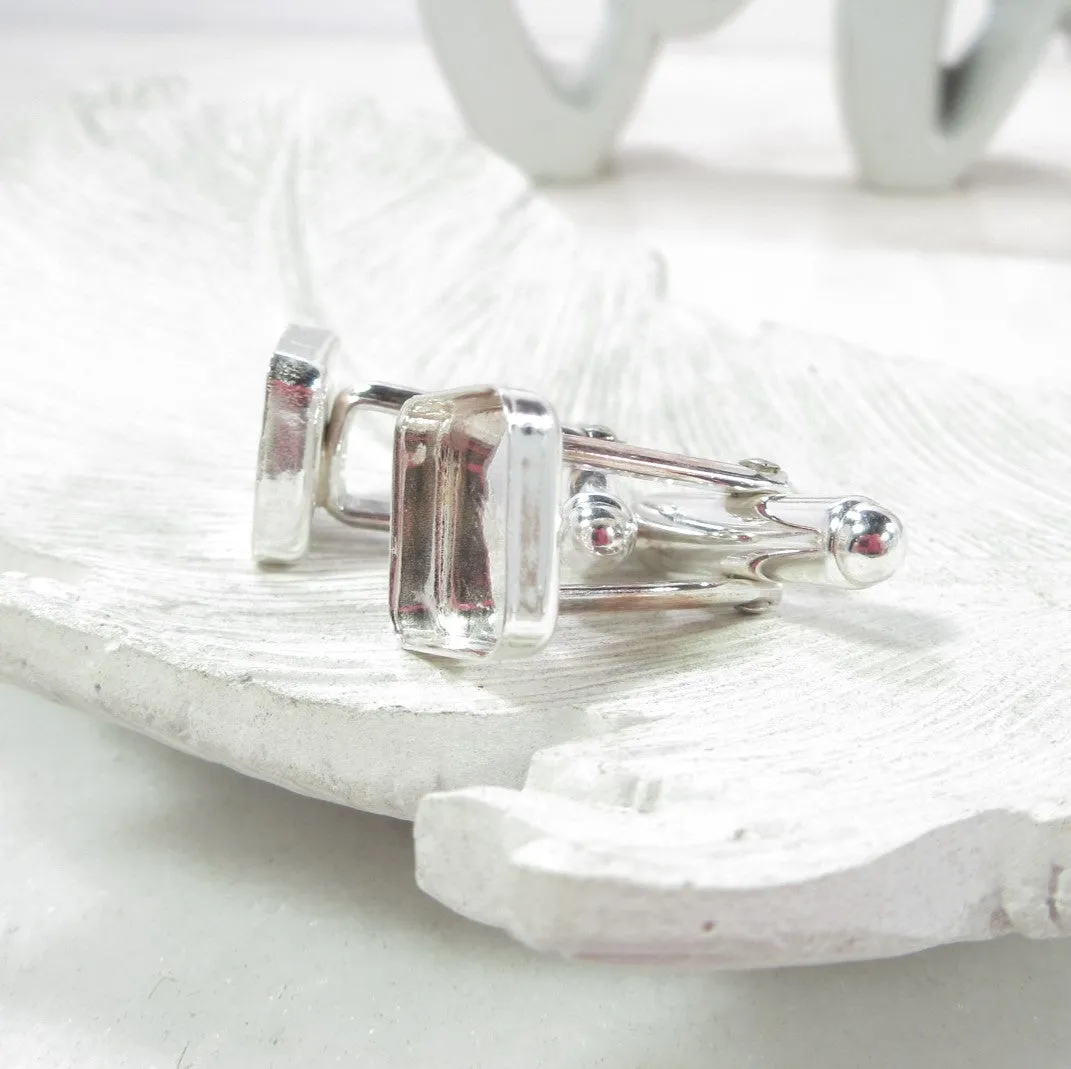 Bezel Cup Cuff Links Square