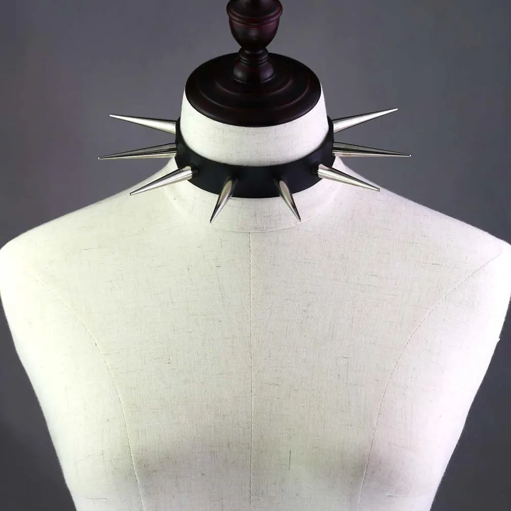 Big Long Spiked Choker Collar