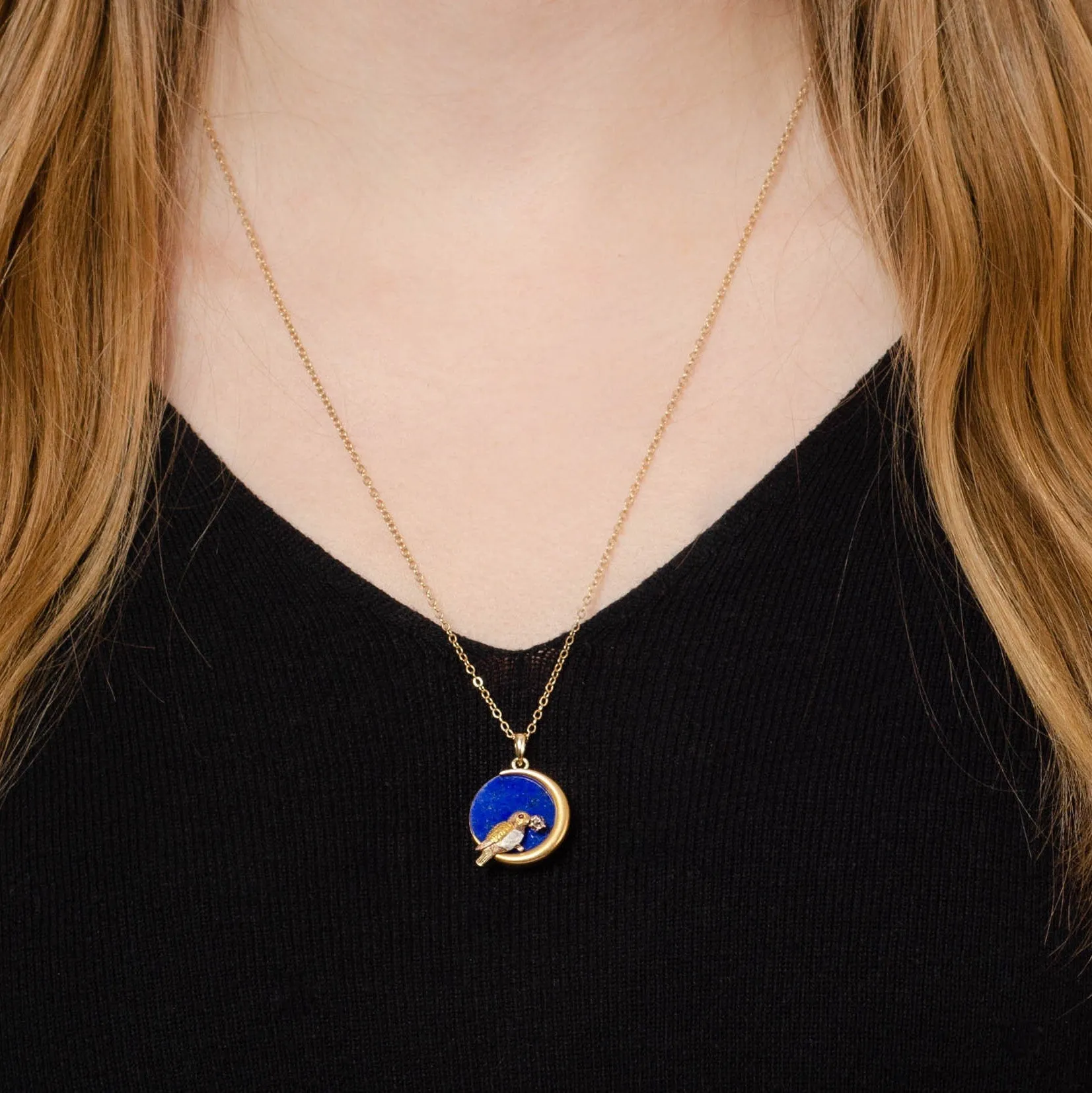 Bird Pendant | Bird on Crescent Pendant