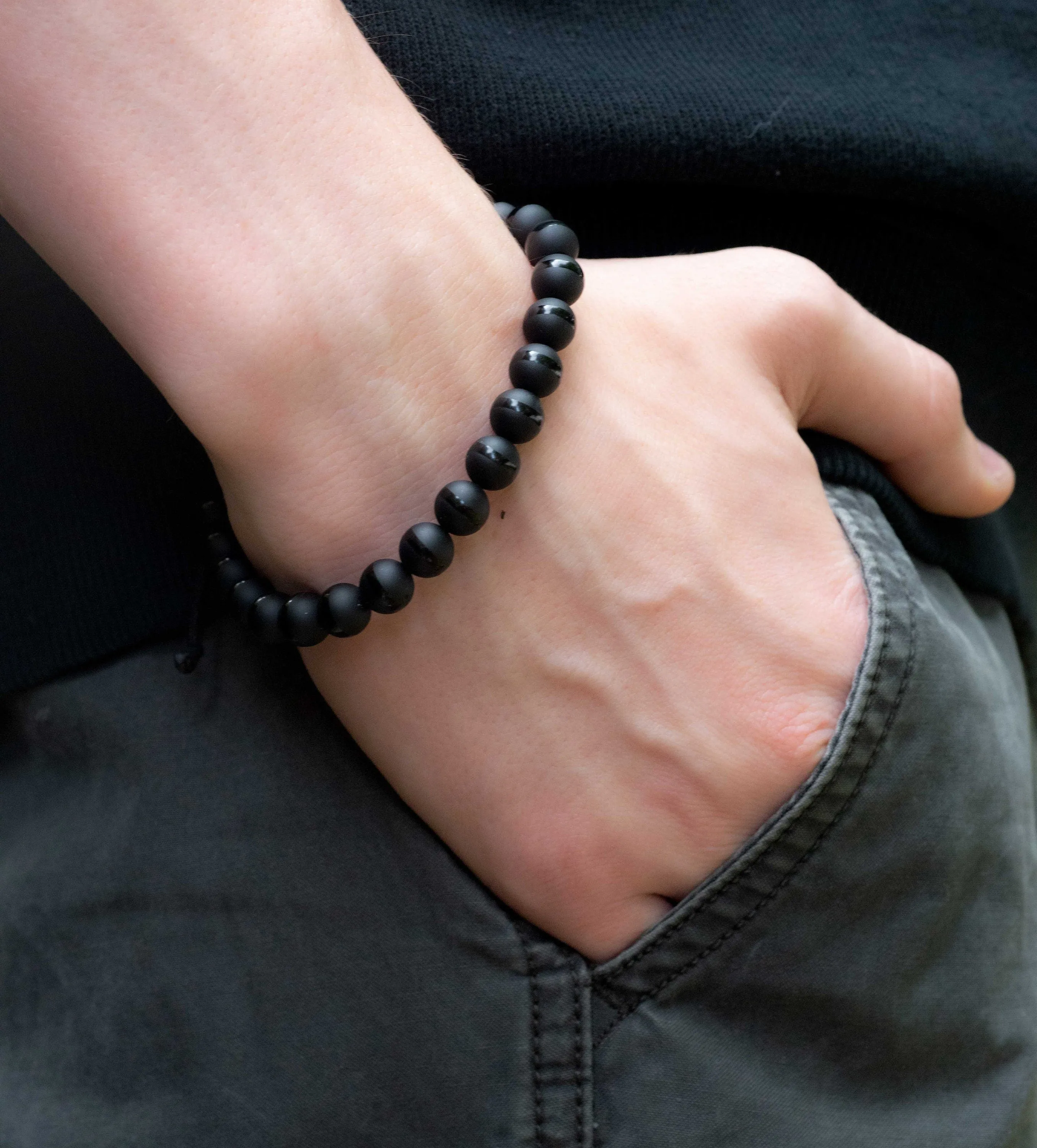 Black Adjustable Slide Bracelet