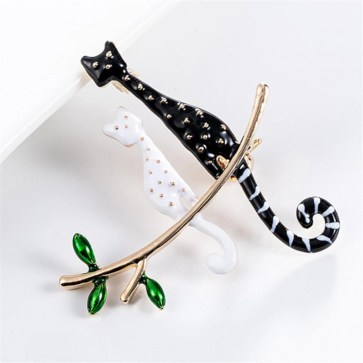Black & White Kitty Branch Brooch
