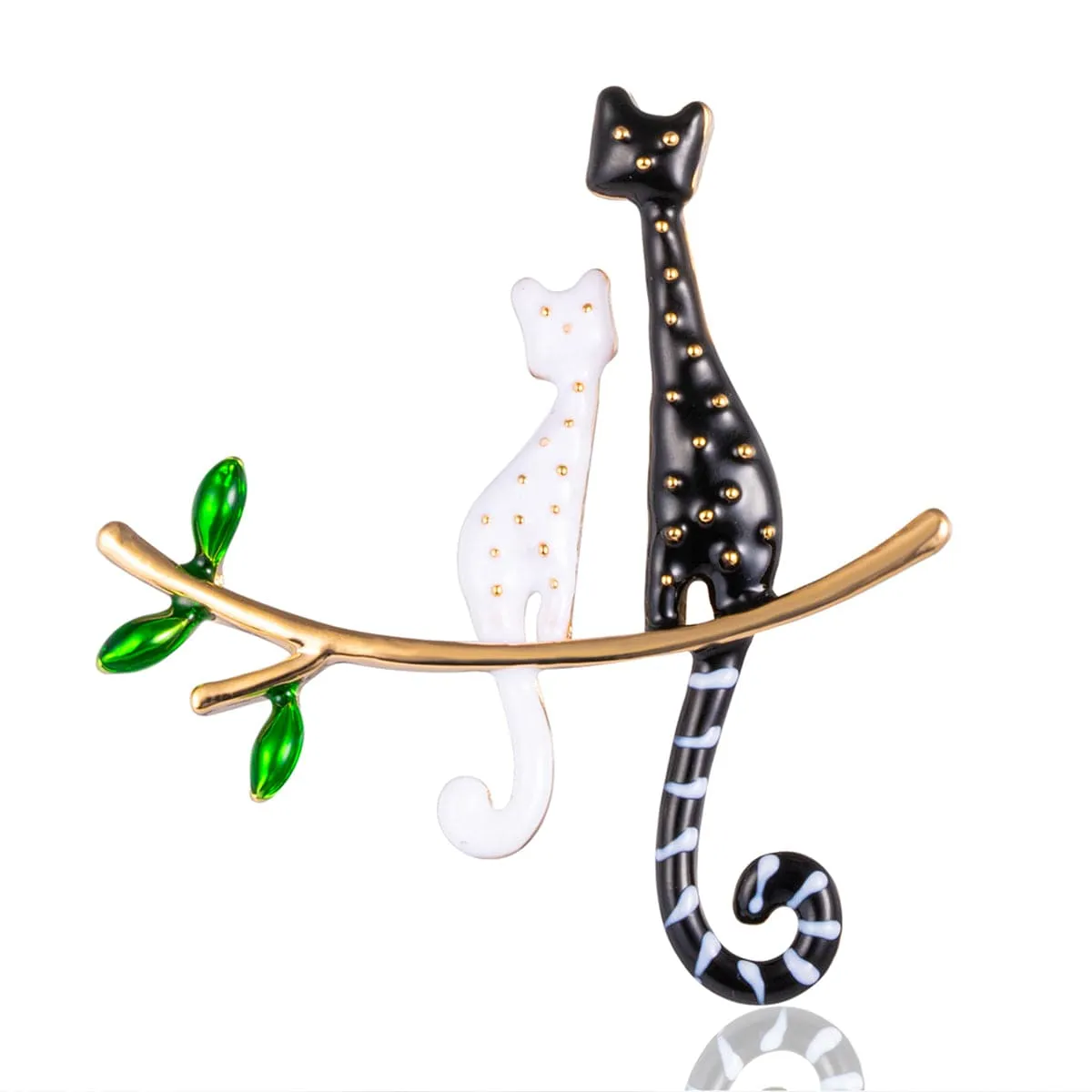 Black & White Kitty Branch Brooch