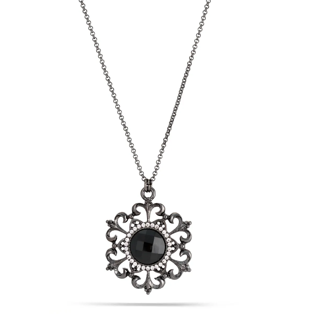 BLACK AND WHITE CRYSTAL  NECKLACES #255BK1301 (1E2/7B3)