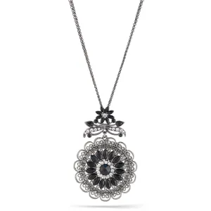 BLACK AND WHITE FILIGREE FLOWER NECKLACES #255BK1501 (1E2/1B11)