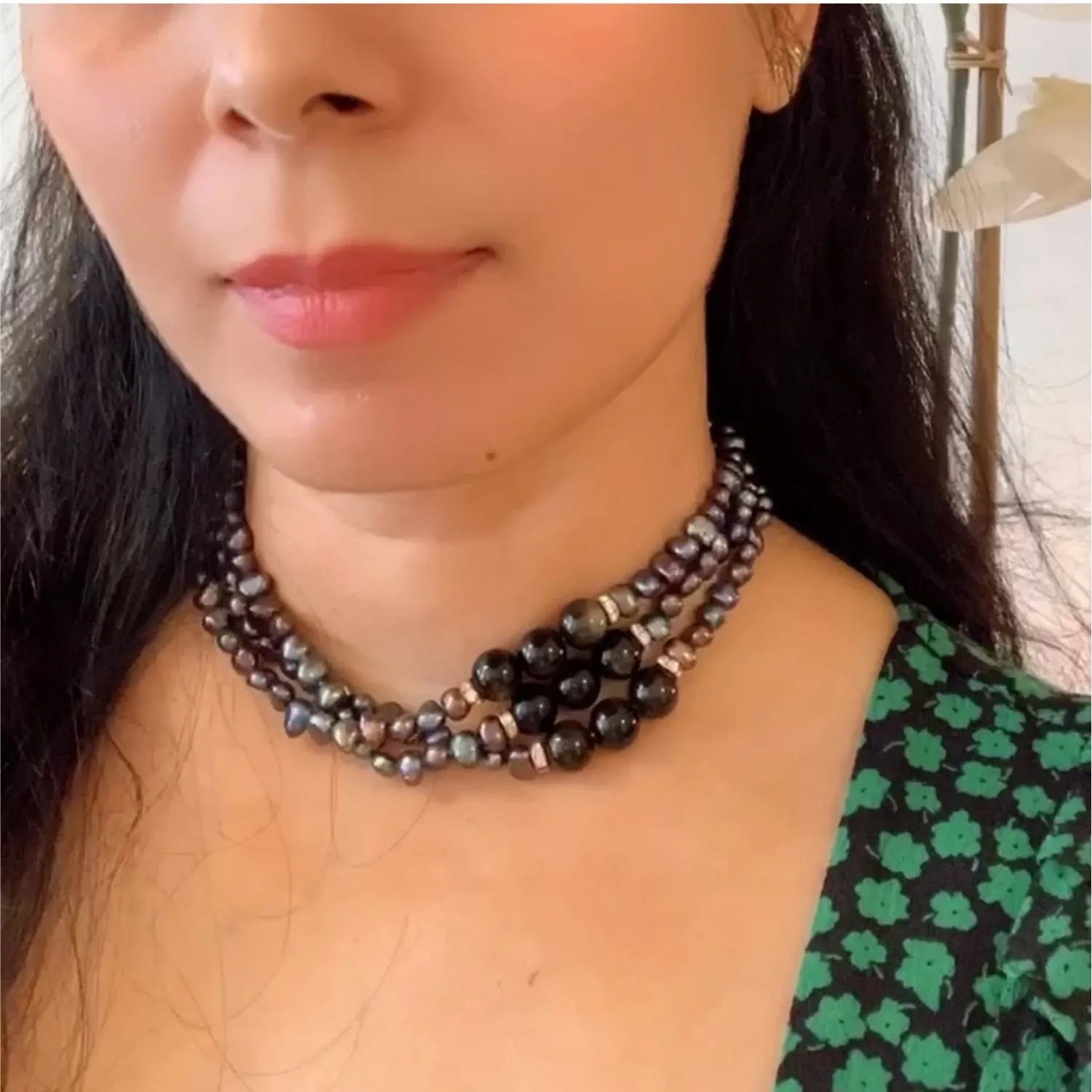 Black Baroque Pearls Choker