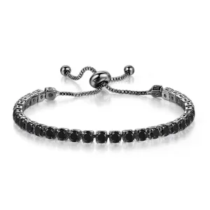 Black Cubic Zirconia Adjustable Link Bracelet