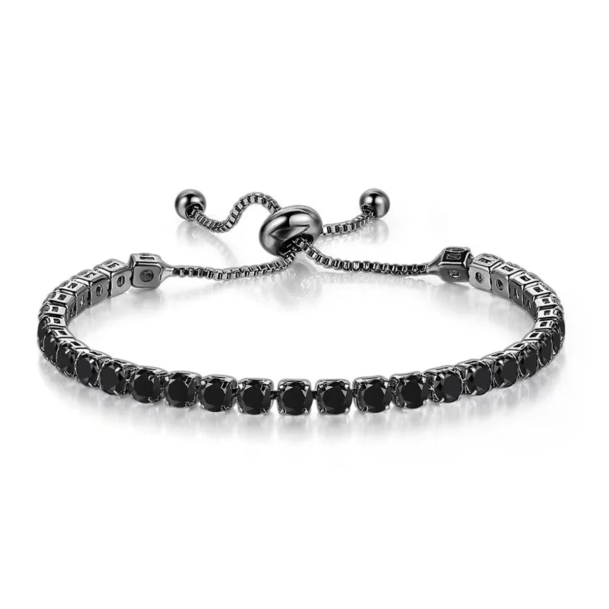 Black Cubic Zirconia Adjustable Link Bracelet