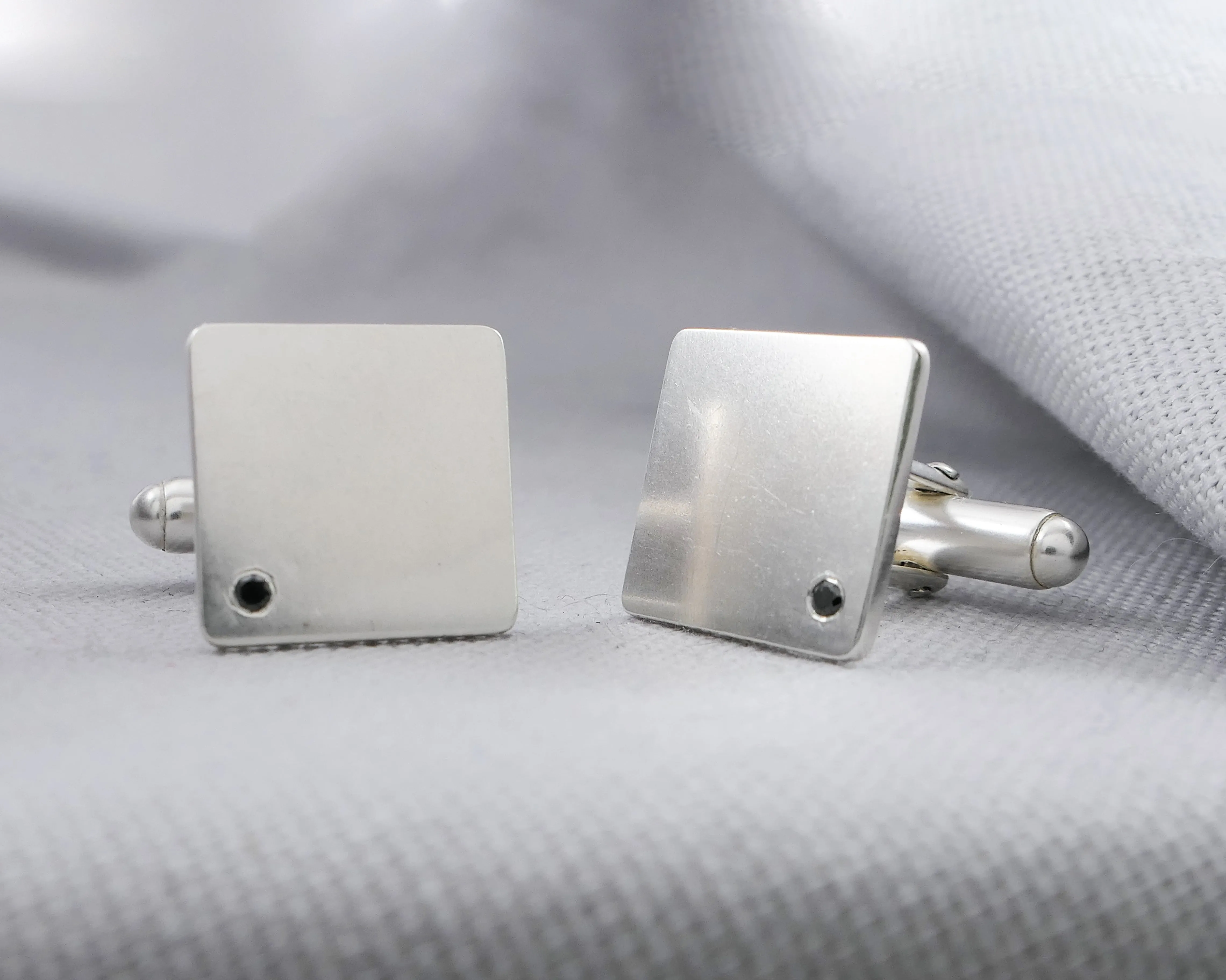 Black Diamond Silver Cufflinks
