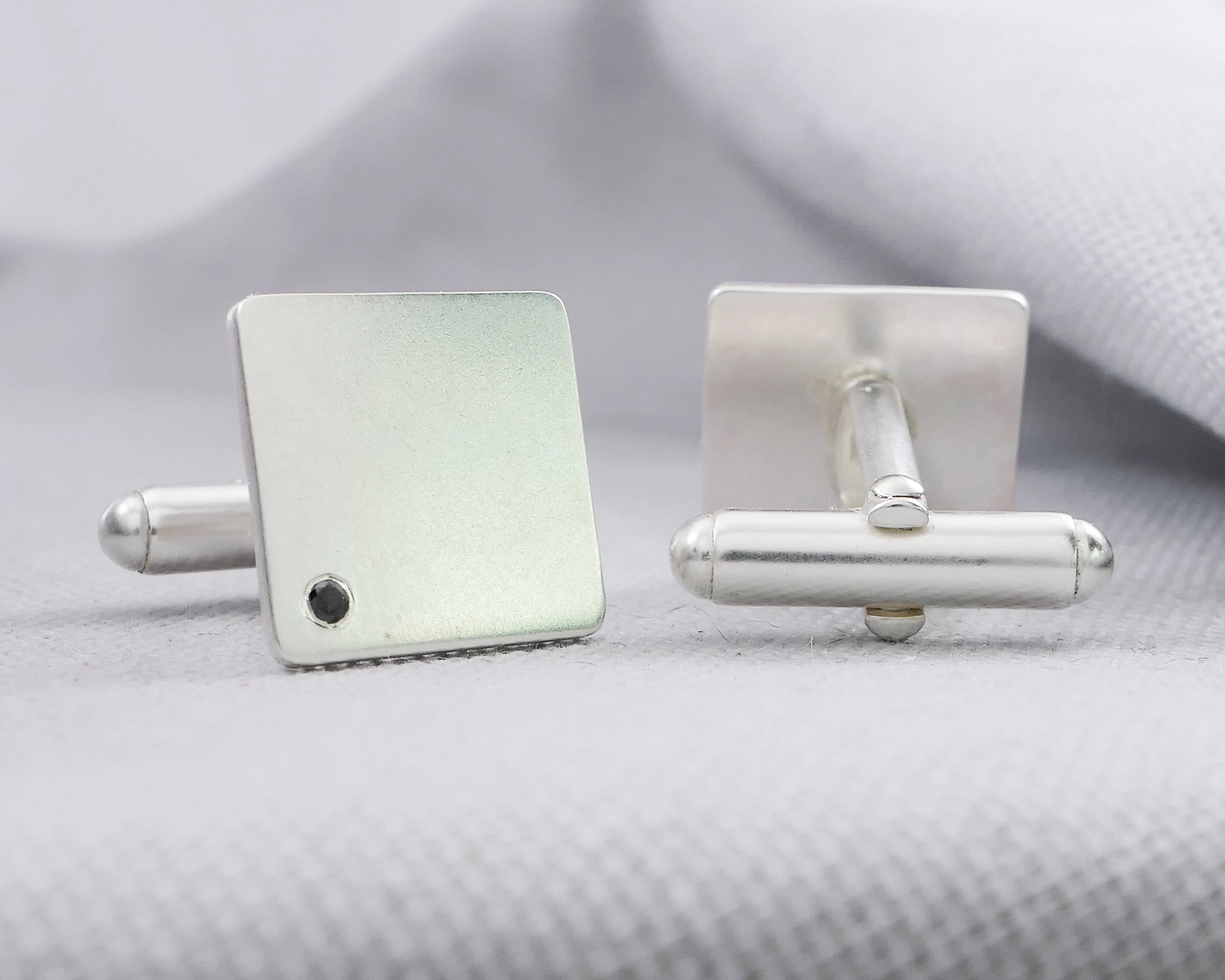 Black Diamond Silver Cufflinks