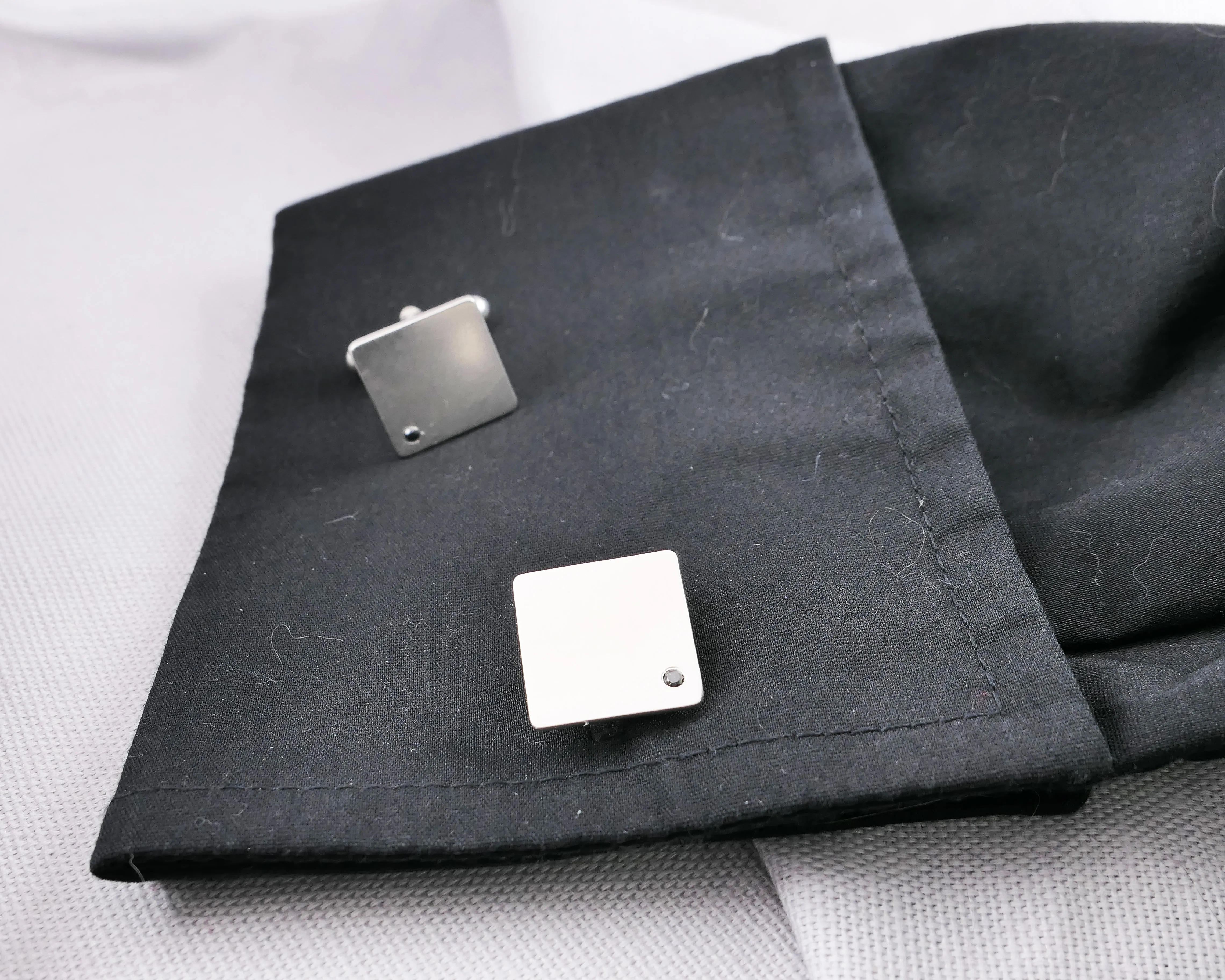 Black Diamond Silver Cufflinks