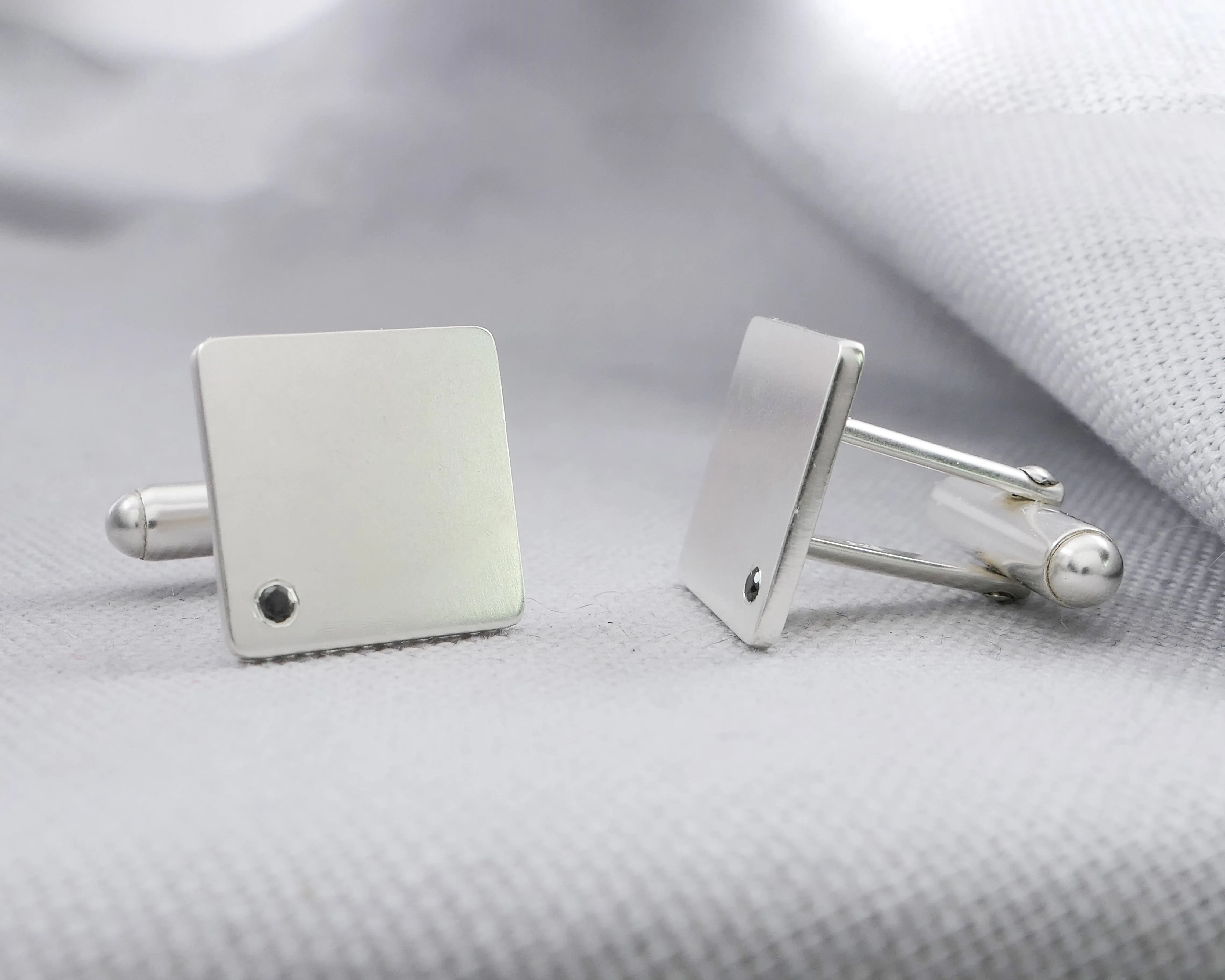 Black Diamond Silver Cufflinks