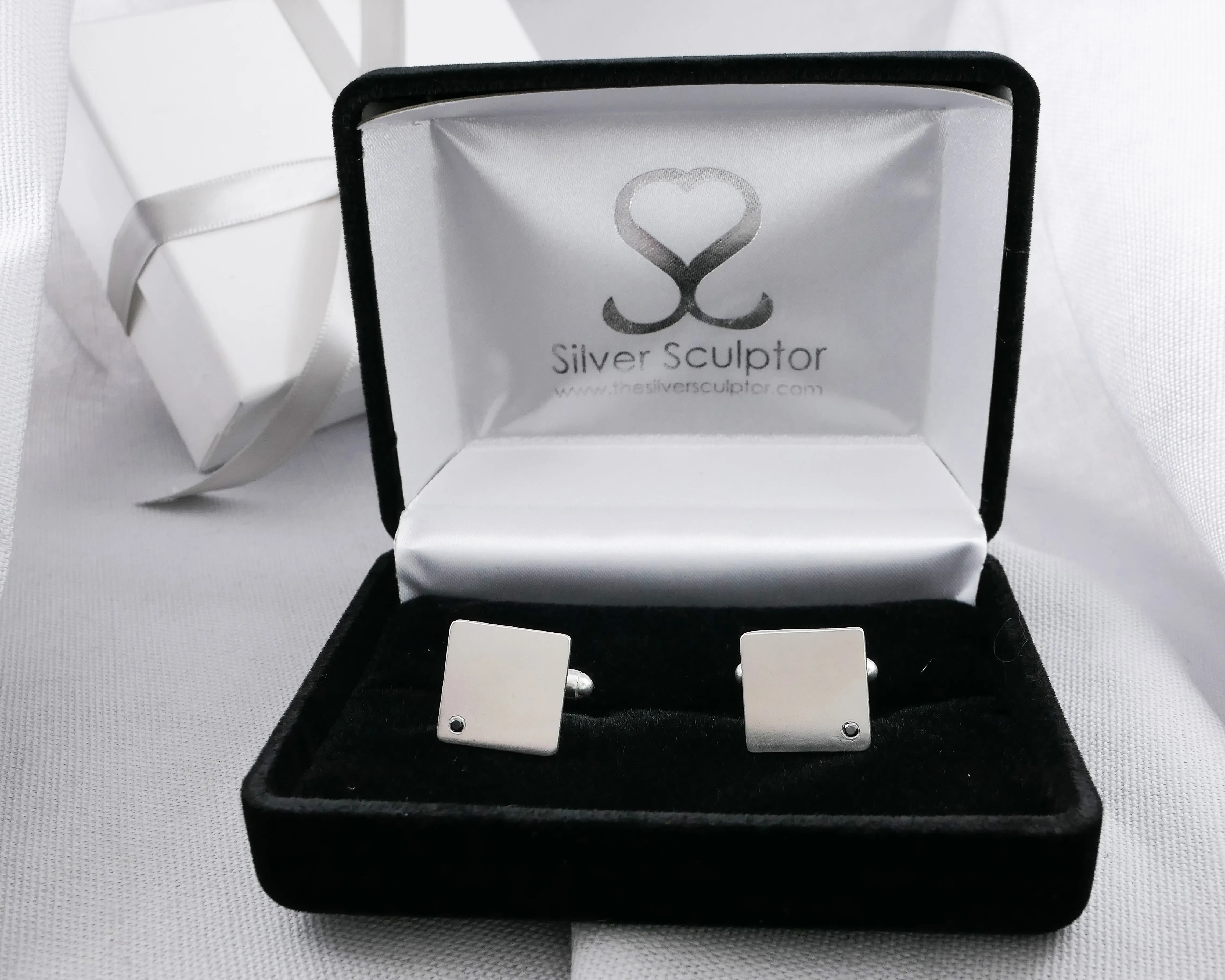 Black Diamond Silver Cufflinks