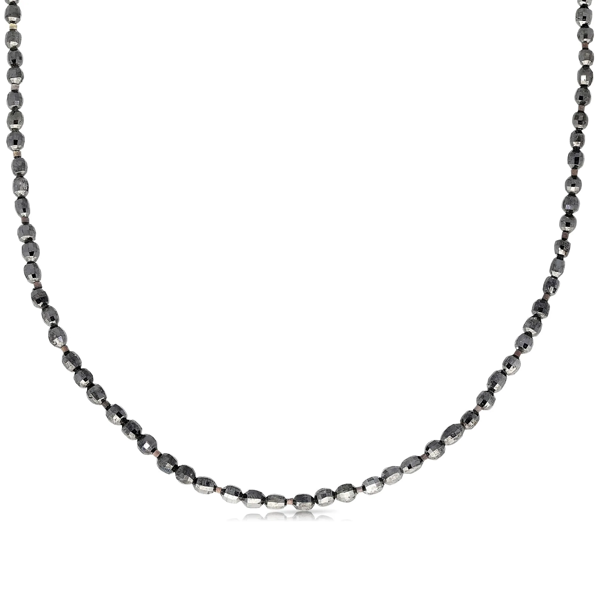 Black Diamonds Beaded Necklace Heart Box Clasp - 38 Carat