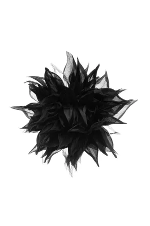 BLACK FLOWER BROOCH
