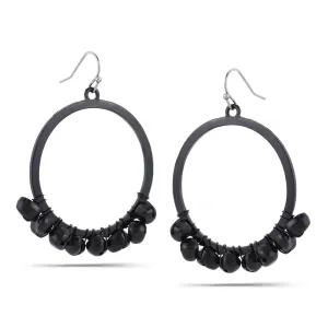 BLACK METAL ROUND DROP EARRINGS #ADX6800336 (SHB3)