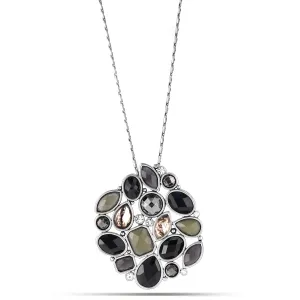 BLACK OLIVE AND SMOKEY PENDANT CRYSTAL NECKLACES #197BK1401 (4A1)