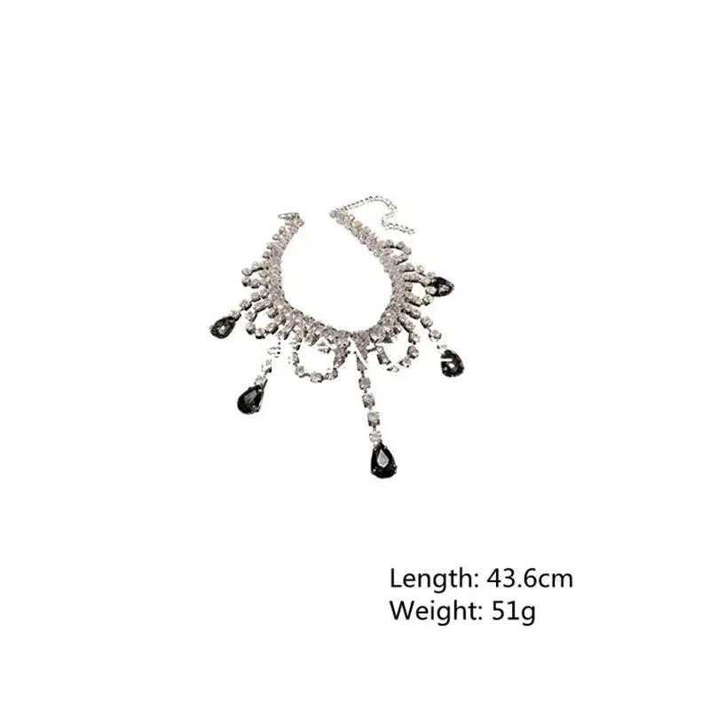 Black Water Drop Crystal Choker Necklace