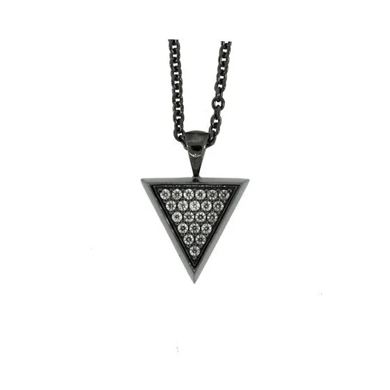 Blackened 18k White Gold Diamond Pendant Large Tres Puntos