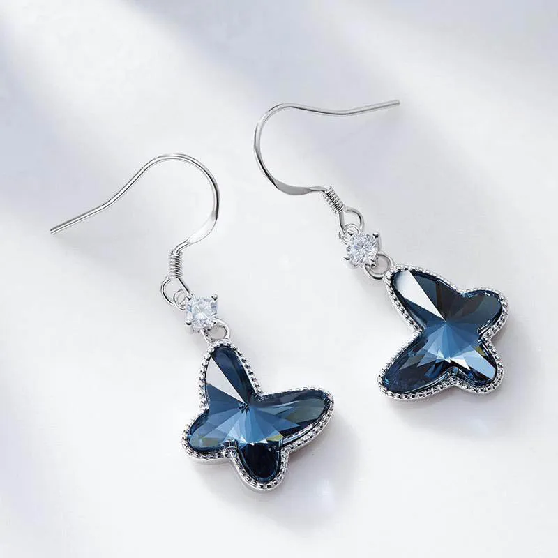 Blue Butterfly Dangle Earrings