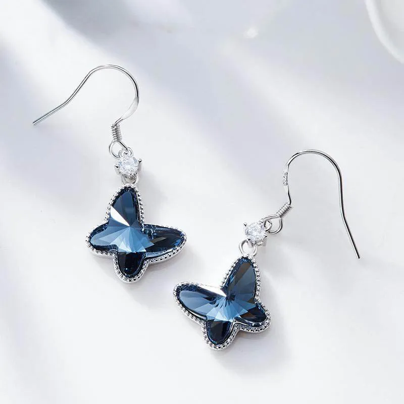 Blue Butterfly Dangle Earrings