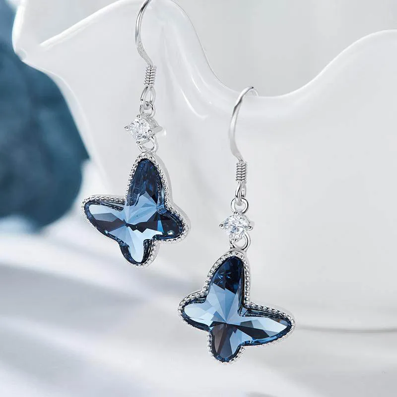 Blue Butterfly Dangle Earrings