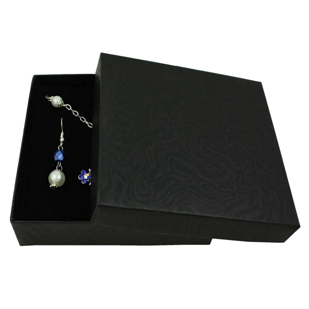Blue Crystal Cross Necklace and Pierced Earring Set - PT723BL