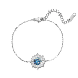 Blue Enamel & Silver-Plated Celestial Charm Bracelet