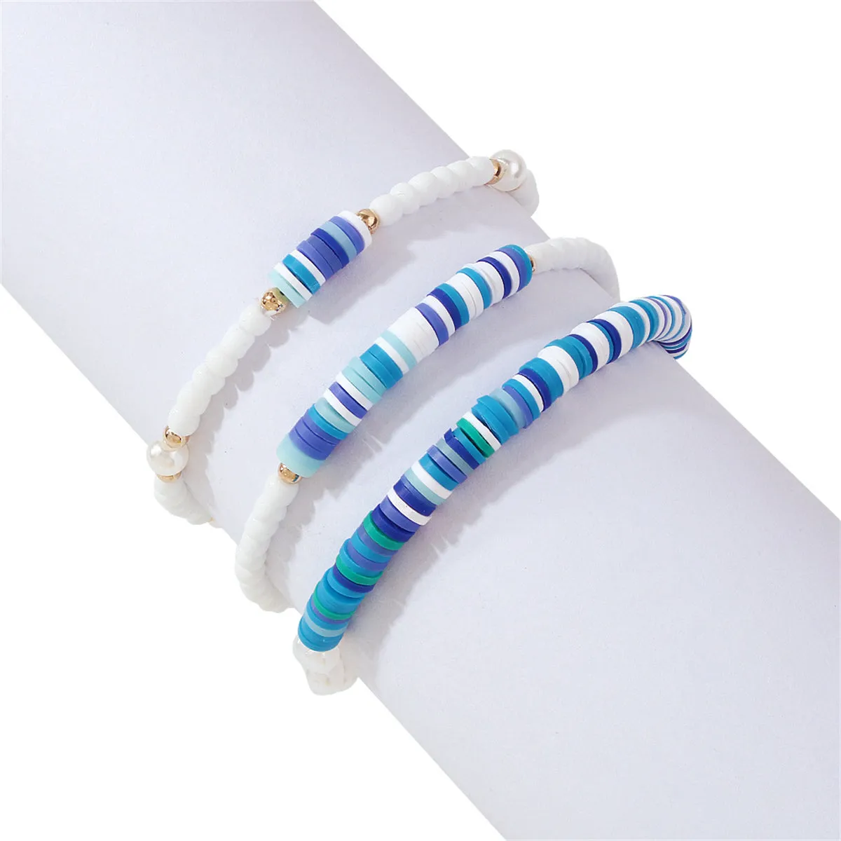Blue Howlite & Pearl 18K Gold-Plated Beaded Stretch Bracelet Set