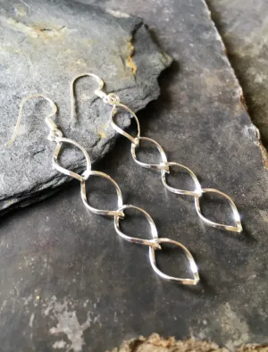 Blue Lily Silver Four Link Drop Earrings - SE310B