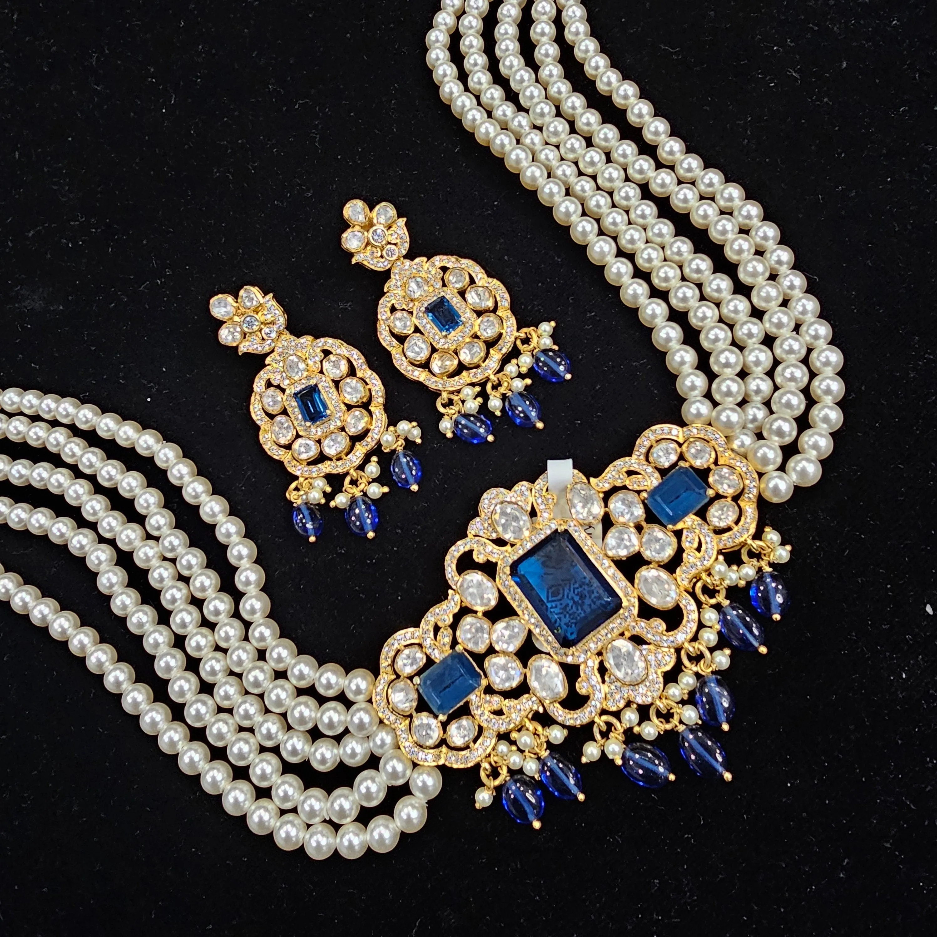 Blue Moissanite choker set