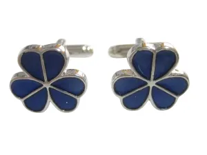 Blue Shamrock Clover Cufflinks