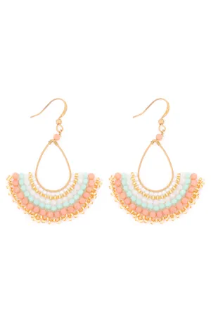 BOHEMIAN TEARDROP FAN MIX BEADS FISH HOOK EARRINGS