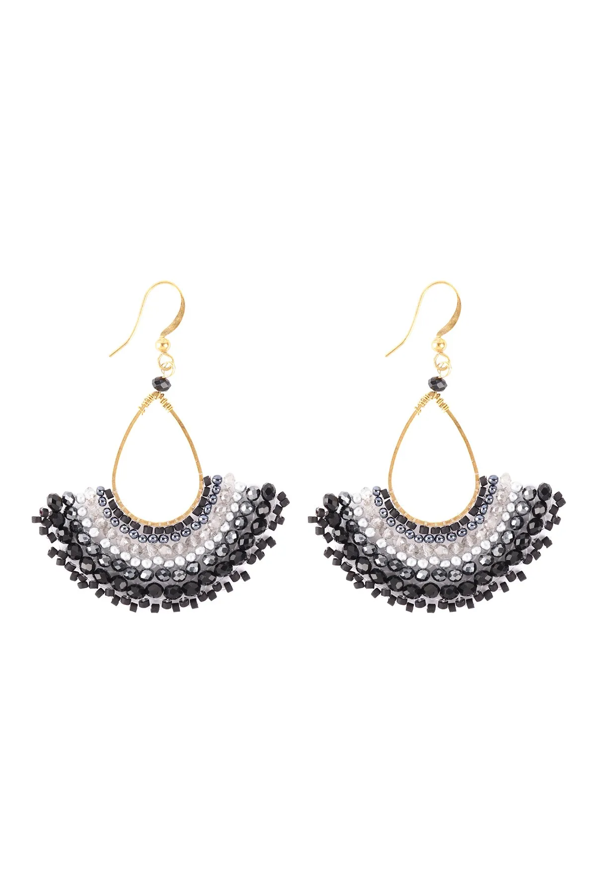 BOHEMIAN TEARDROP FAN MIX BEADS FISH HOOK EARRINGS