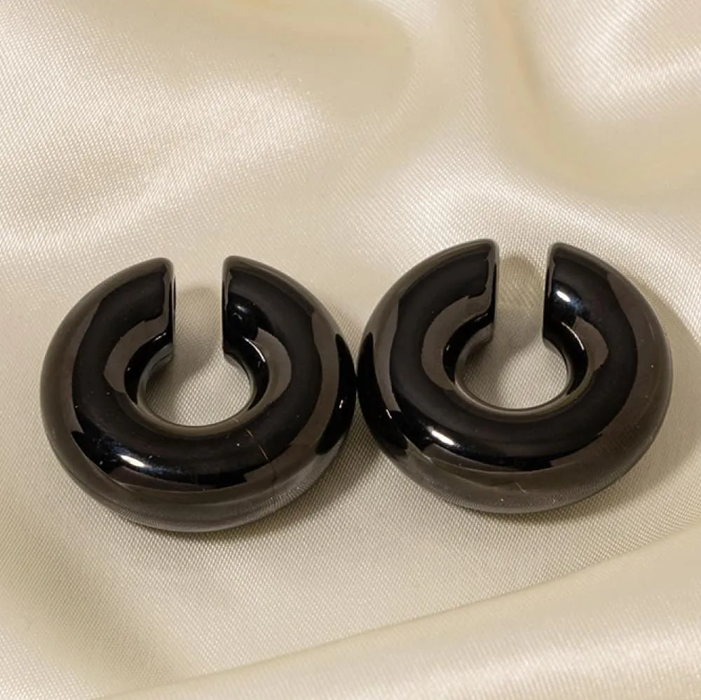 Bold Black Cuff Earrings