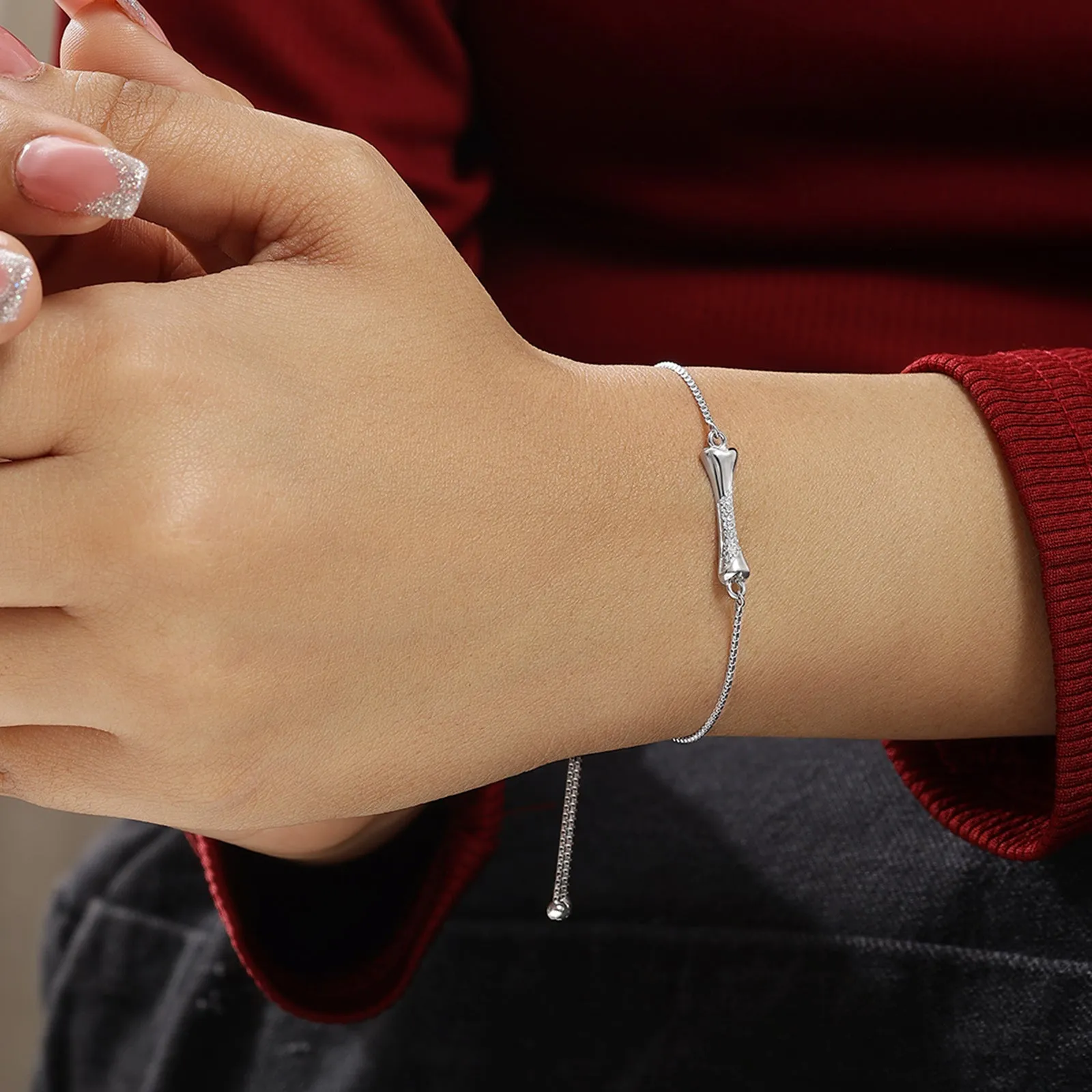 Bone-Inspired Bracelet For Women – 925 Sterling Silver Rhodium Plated