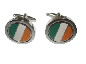 Bordered Round Ireland Flag Cufflinks