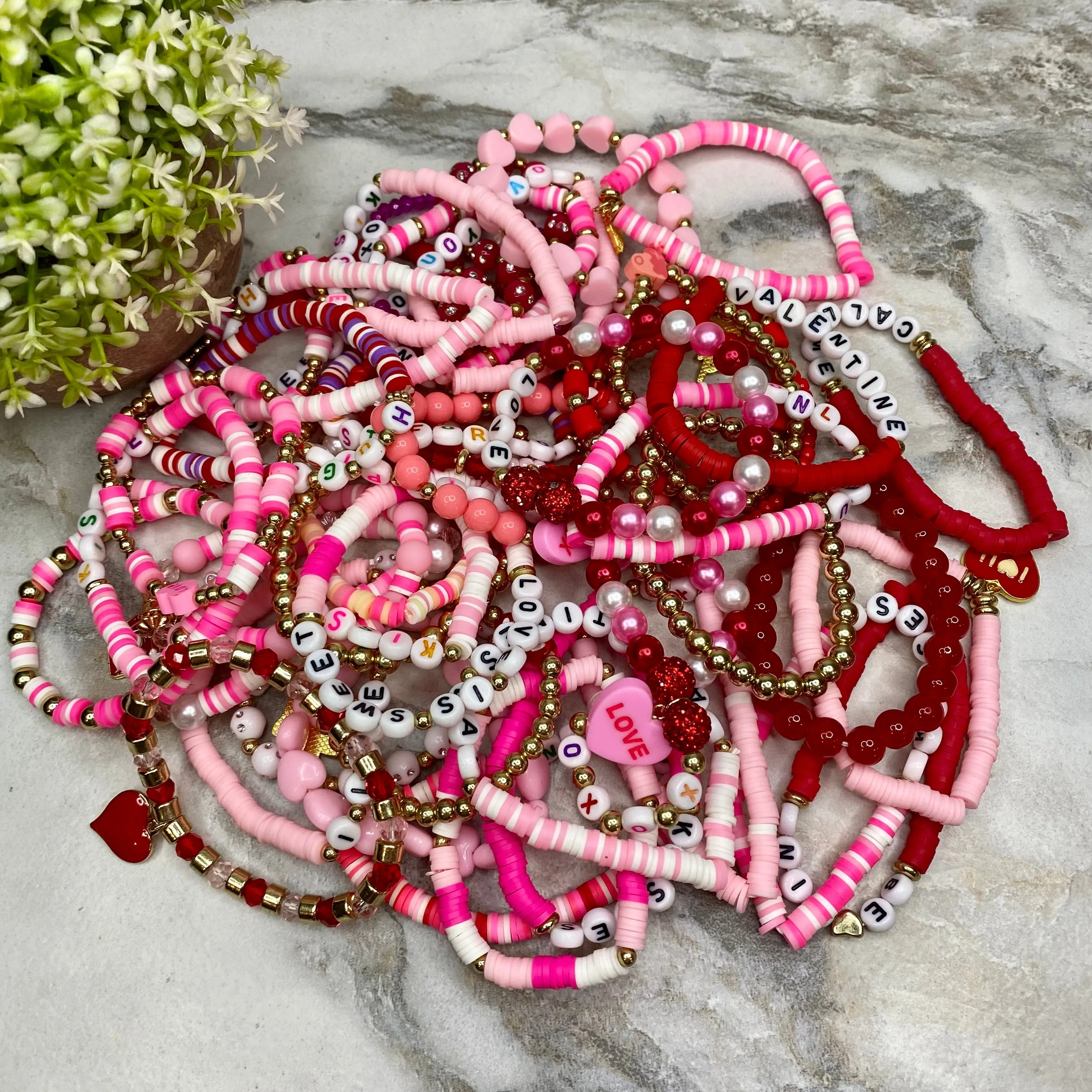 Bracelet - Clay Bead Charm - Love Mix #3