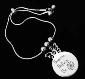 Breathe Believe Be Bolo Bracelet Stainless Steel Adjustable Bracelet Gift Message Charm Bracelet