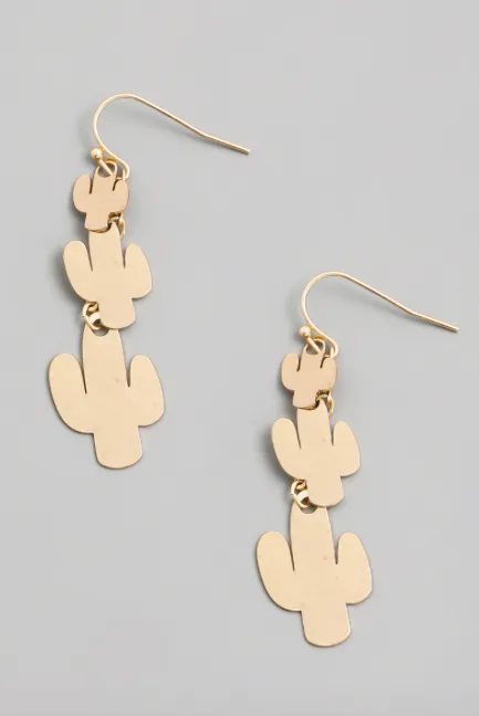 Brushed Gold Saguaro Dangles