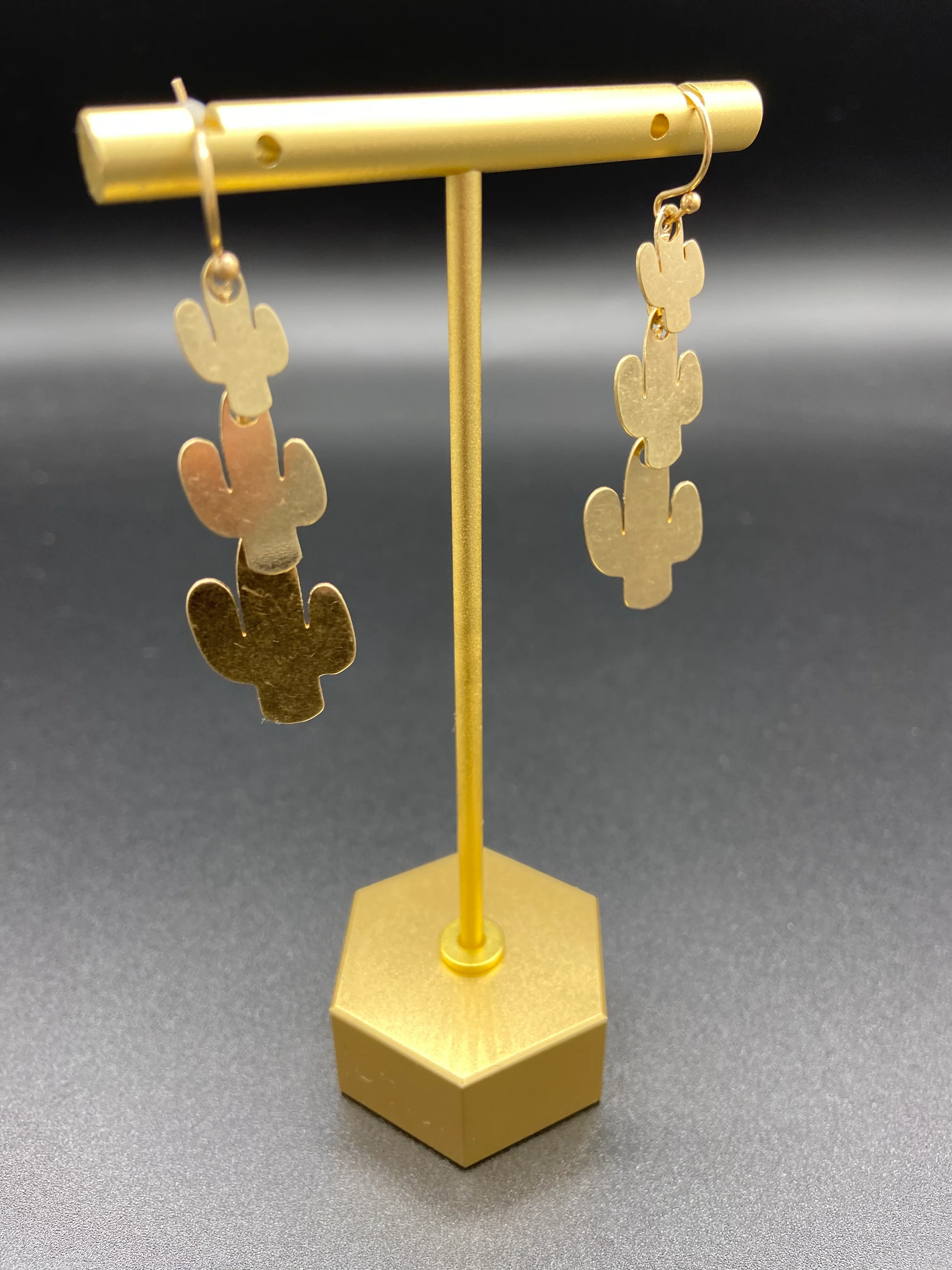 Brushed Gold Saguaro Dangles