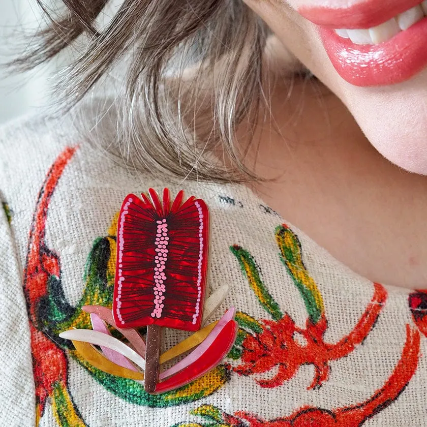 Burgundy Brush Brooch