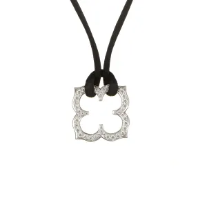 Cartier Hindu Diamond Necklace Estate 18k White Gold Black Silk Cord Jewelry