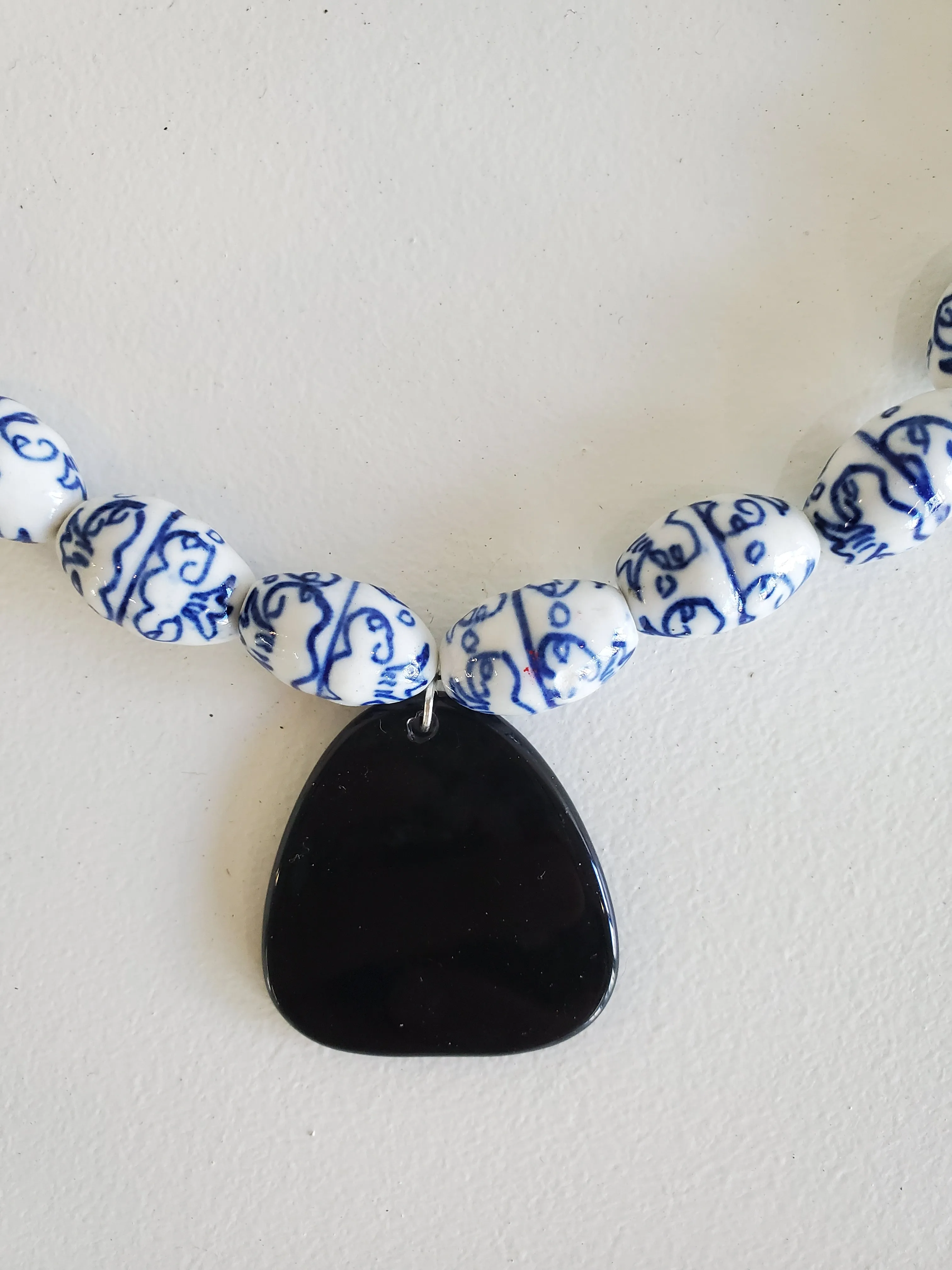 Ceramic and Obsidian choker